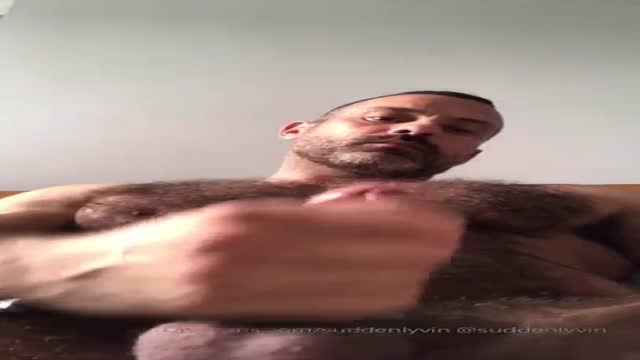 hairy stud cums