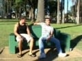Muscle meets man in park