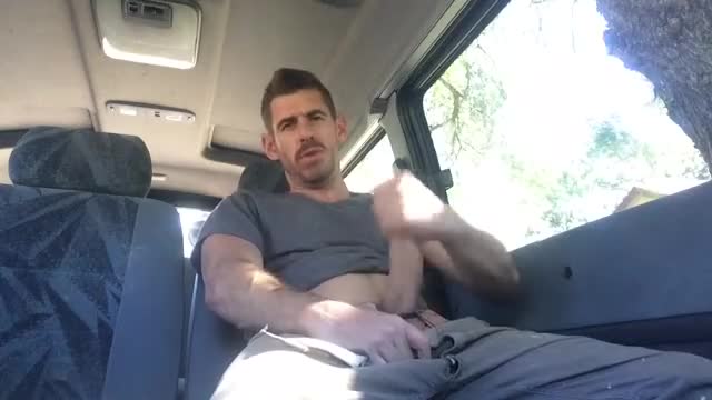 Quick jerk off in the car