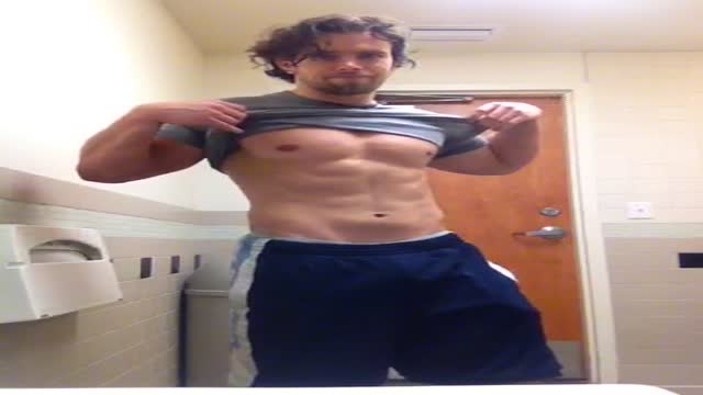 wrestler stripping in restroom