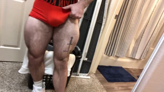 Jock teasing bulge
