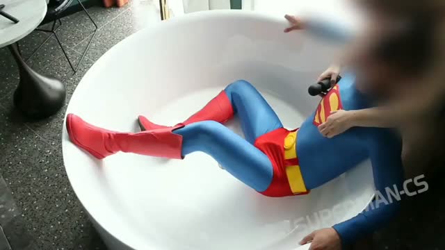 Superman bathtubbed