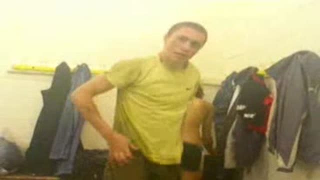footballers playing in shower