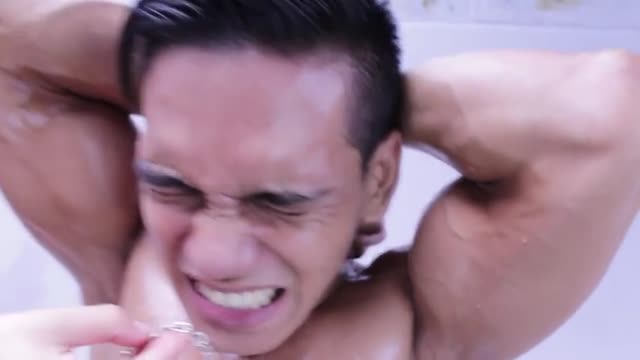 Nipple training n oiled muscular asian hotbod
