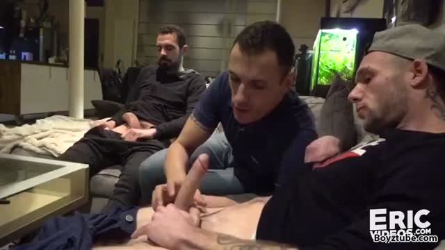 two huge fuckers and a slut guy