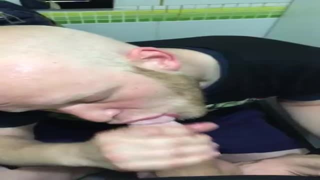 Airport toilet cum swallow deepthroat