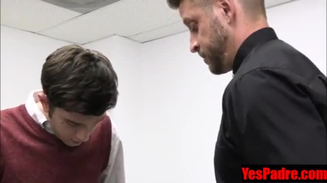 Padre spanks horny schoolboy