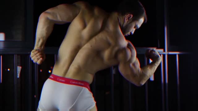 hairy muscle stud showing off