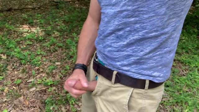 Guy wanking in the woods