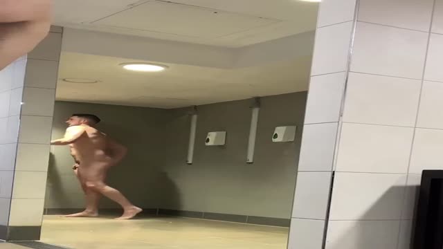 tall guy in shower