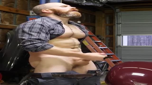 Handsome guy masturbating
