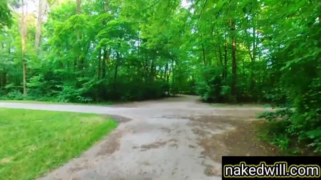 Naked walk in the woods