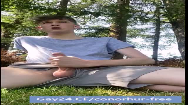 Cute Connor jerks off in the park and at home