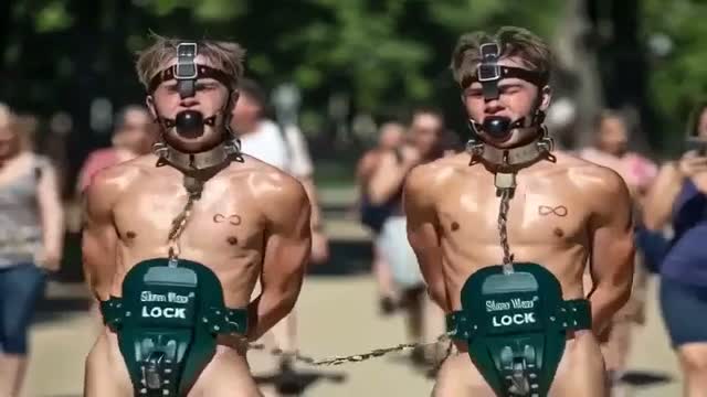 Public humiliation of two newly enslaved convicts – AI-generated