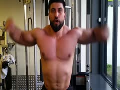 Straight Afghan muscle guy flexing his pecs - Muscle worship